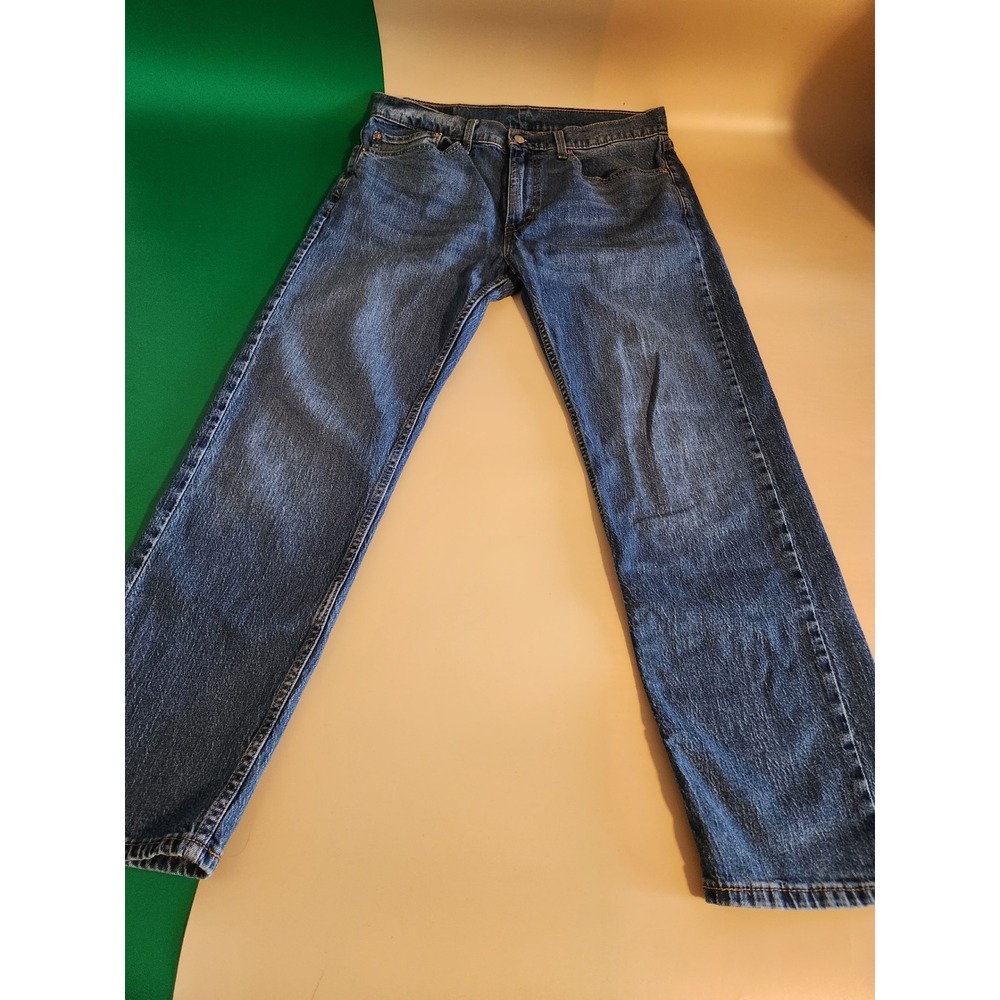 Levi's 505 Regular Fit Jeans Mens 36x32 Blue Medium Wash Straight Leg Stretch